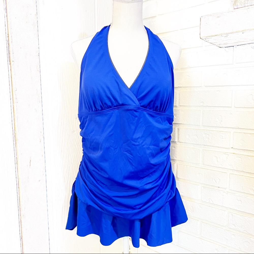 Torrid Electric Blue Halter Tankini Top, Size 2X
